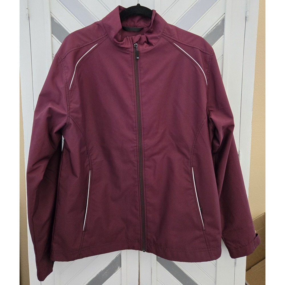 Cutter & Buck Men's M Maroon CB WeatherTec Beacon Full Zip‎ Lightweight Jacket